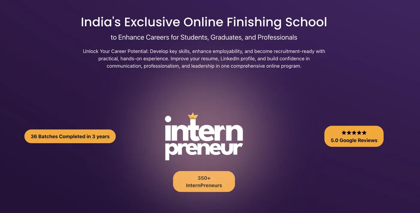 Intern-Preneur Development Program website by Pixlverse