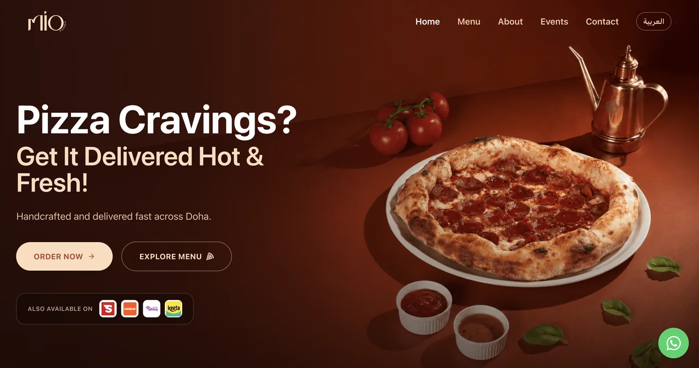 Mio Pizzeria website by Pixlverse