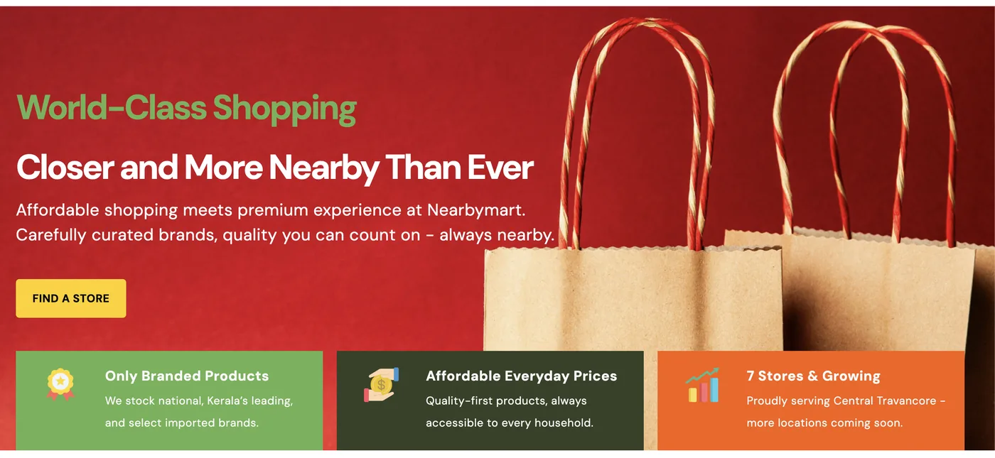 Nearbymart website by Pixlverse